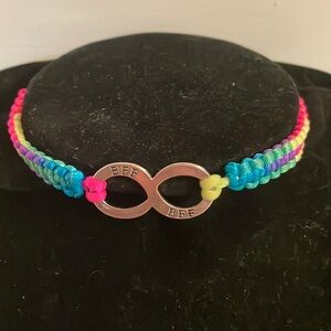 12” adjustable woven necklace w/best friends forever BFF silver tone pendant